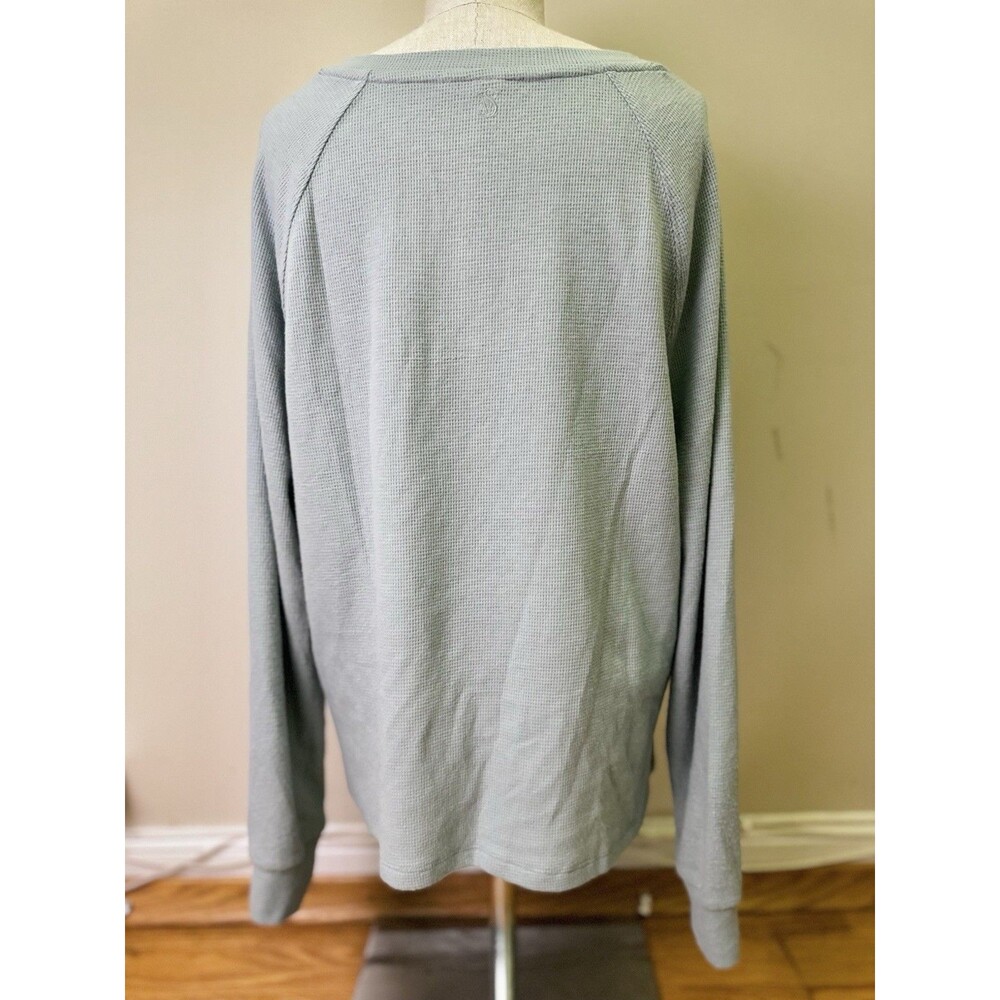 Victoria’s Secret Women’s Waffle Knit Long Sleeve Henley Shirt Mint Green Size S - Picture 2 of 13